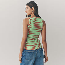 Load image into Gallery viewer, Red/Green Ribbed Racer Tank Vest Sleeveless Top
