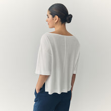 Load image into Gallery viewer, Ecru Linen Modal Blend Soft Touch Scoop Neck T-Shirt