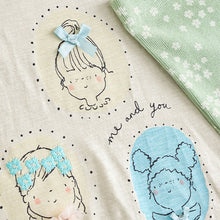 Load image into Gallery viewer, Ecru/Blue Girls Short Sleeve T-Shirt and Flare Leggings Set (3mths-6yrs)