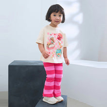 Load image into Gallery viewer, Pink Padded Picnic Characters Short Sleeve T-Shirt and Flare Leggings Set (3mths-6yrs)