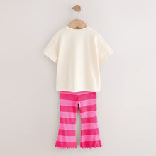 Load image into Gallery viewer, Pink Padded Picnic Characters Short Sleeve T-Shirt and Flare Leggings Set (3mths-6yrs)