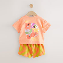 Load image into Gallery viewer, Orange Cherry Short Sleeve T-Shirt and Shorts Set (3mths-6yrs)