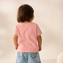 Load image into Gallery viewer, Pink 100% Cotton Print Short Sleeve Scallop T-Shirt (3mths-6yrs)