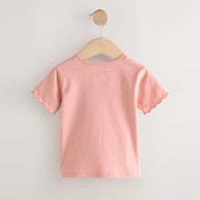 Load image into Gallery viewer, Pink 100% Cotton Print Short Sleeve Scallop T-Shirt (3mths-6yrs)
