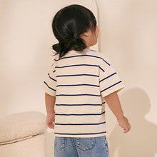 Load image into Gallery viewer, Cream/Navy Stripe Strawberry 100% Cotton Short Sleeve Bag T-Shirt (3mths-6yrs)