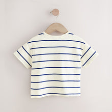 Load image into Gallery viewer, Cream/Navy Stripe Strawberry 100% Cotton Short Sleeve Bag T-Shirt (3mths-6yrs)