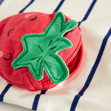 Load image into Gallery viewer, Cream/Navy Stripe Strawberry 100% Cotton Short Sleeve Bag T-Shirt (3mths-6yrs)