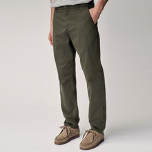 Load image into Gallery viewer, Khaki Green Regular Tapered Fit Textured Chino Trousers