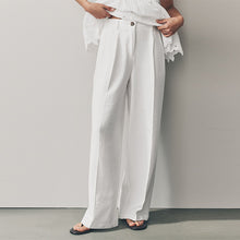 Load image into Gallery viewer, White Elasticated Back Wide Leg Trousers