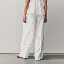 Load image into Gallery viewer, White Elasticated Back Wide Leg Trousers
