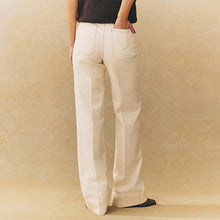 Load image into Gallery viewer, Ecru Patch Pocket Wide Leg Jeans