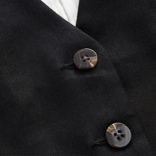 Load image into Gallery viewer, Black Button Through Waistcoat With Linen