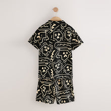 Load image into Gallery viewer, Black/White 100% Cotton Printed Jersey Shirt And Shorts Set (4-10yrs)