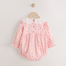 Load image into Gallery viewer, Pink Strawberry Print Baby Bloomer Romper (0mths-18mth)