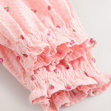 Load image into Gallery viewer, Pink Strawberry Print Baby Bloomer Romper (0mths-18mth)