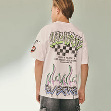 Load image into Gallery viewer, White Graffiti Relaxed Fit Short Sleeve Graphic T-Shirt (4-12yrs)