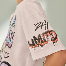 Load image into Gallery viewer, White Graffiti Relaxed Fit Short Sleeve Graphic T-Shirt (4-12yrs)