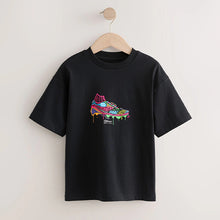 Load image into Gallery viewer, Black/ Brights Football Boot Relaxed Fit Short Sleeve Graphic Print T-Shirt (3-12yrs)