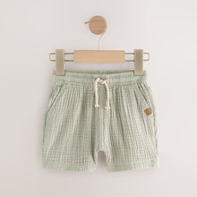 Load image into Gallery viewer, Sage Green/Neutral/Rust Brown Soft Textured Shorts 3 Pack (3mths-6yrs)