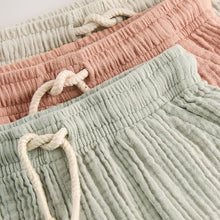 Load image into Gallery viewer, Sage Green/Neutral/Rust Brown Soft Textured Shorts 3 Pack (3mths-6yrs)