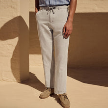 Load image into Gallery viewer, Light Stone Regular Fit Cotton Linen Twill Chino Trousers