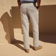 Load image into Gallery viewer, Light Stone Regular Fit Cotton Linen Twill Chino Trousers