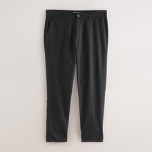 Load image into Gallery viewer, Black Regular Tapered Fit Linen Cotton Chino Trousers