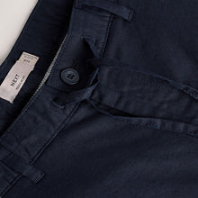 Load image into Gallery viewer, Navy Blue Regular Tapered Fit Linen Cotton Chino Trousers