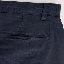 Load image into Gallery viewer, Navy Blue Regular Tapered Fit Linen Cotton Chino Trousers