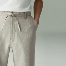 Load image into Gallery viewer, Stone Regular Tapered Fit 100% Linen Signature Chino Trousers