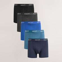 Load image into Gallery viewer, Blue 5 Pack Cotton Rich Trunk Boxers