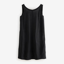 Load image into Gallery viewer, Black Scoop Back Mini Shift Dress With Linen