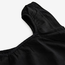 Load image into Gallery viewer, Black V-Neck Ruffle Sleeve Mini Dress with Linen