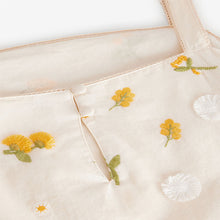 Load image into Gallery viewer, Cream/Yellow Floral Ditsy Print Embroidered Mini Dress