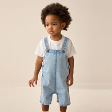 Load image into Gallery viewer, Light Blue Denim Slouch Dungarees (3mths-6yrs)