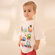 Load image into Gallery viewer, White Digger Short Sleeve Interactive Appliqué T-Shirt (3mths-6yrs)