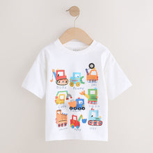 Load image into Gallery viewer, White Digger Short Sleeve Interactive Appliqué T-Shirt (3mths-6yrs)