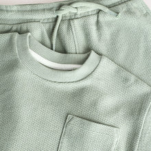 Load image into Gallery viewer, Sage Green 100% Cotton Textured Pocket Tops & Shorts Set (3mths-6yrs)