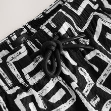 Load image into Gallery viewer, Black/White Printed Seersucker Swim Shorts