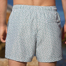 Load image into Gallery viewer, Sage Green Monogram Printed Swim Shorts