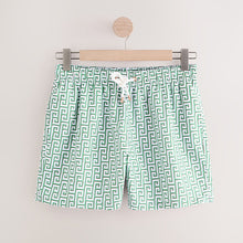 Load image into Gallery viewer, Sage Green Monogram Printed Swim Shorts