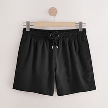 Load image into Gallery viewer, Black Waffle Textured Swim Shorts