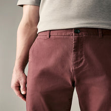 Load image into Gallery viewer, Burgundy Light Slim Fit Stretch Chinos Trousers