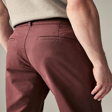 Load image into Gallery viewer, Burgundy Light Slim Fit Stretch Chinos Trousers