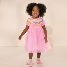 Load image into Gallery viewer, Rainbow Pink Mesh Party Dress (3mths-6yrs)