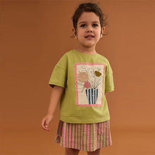 Load image into Gallery viewer, Green/Pink 100% Cotton T-Shirt and Skirt Set (3mths-7yrs)