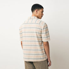 Load image into Gallery viewer, Neutral 100% Cotton Textured Stripe Short Sleeve Shirt