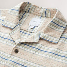 Load image into Gallery viewer, Neutral 100% Cotton Textured Stripe Short Sleeve Shirt