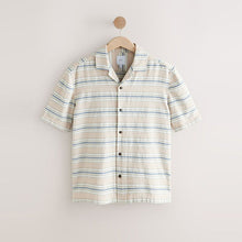 Load image into Gallery viewer, Neutral 100% Cotton Textured Stripe Short Sleeve Shirt