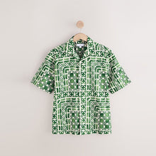 Load image into Gallery viewer, Green Watercolour Printed Short Sleeve 100% Cotton Shirt